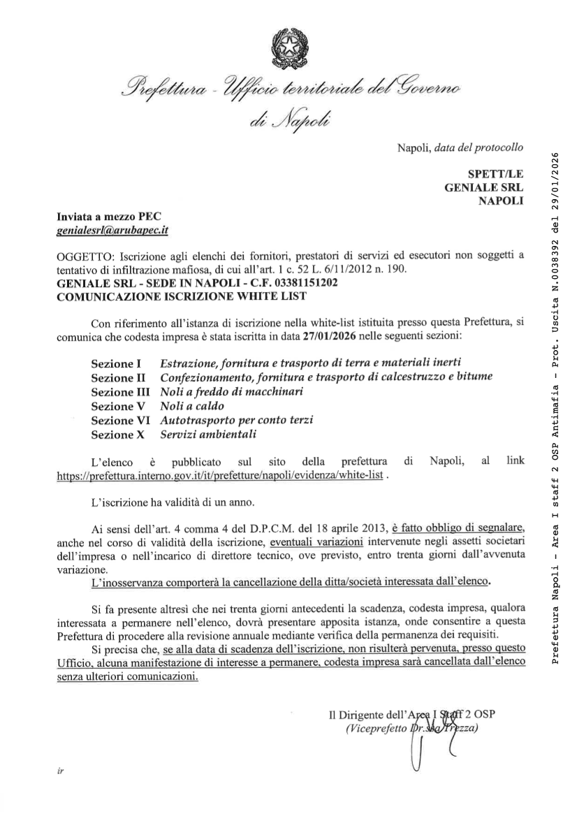 Certificate Anti-Mafia White List
